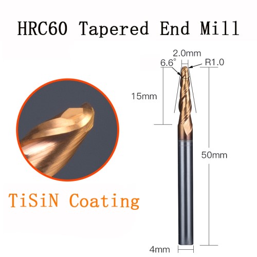 Tapered ball nose end mill 2mm 3D engraving