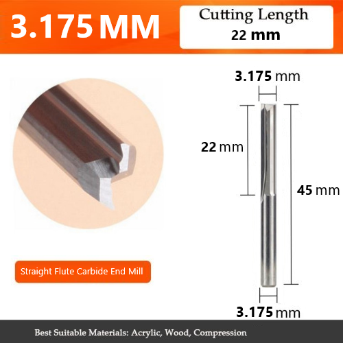 Straight end mill for CNC wood