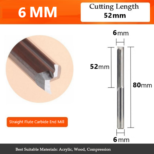 Straight end mill for CNC wood