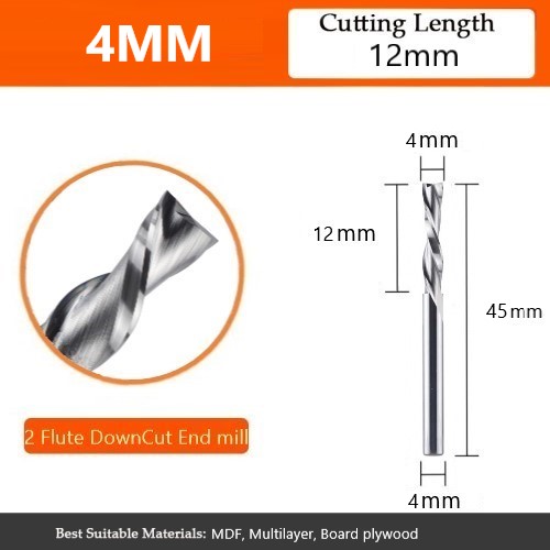 double flute down cut end mill for mdf