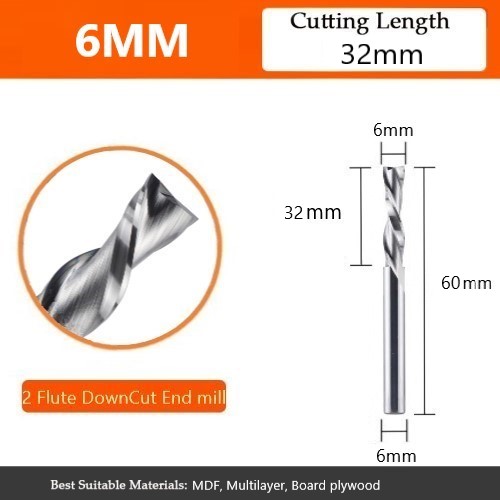down cut end mill double flute for multilayer board
