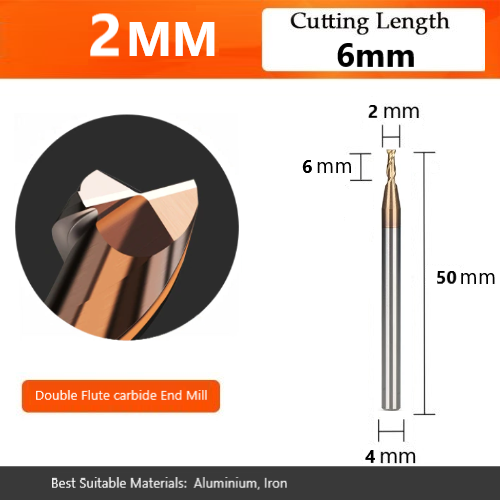 2 flute carbide end mill for iron and aluminium