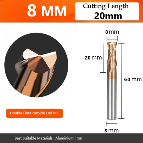 double flute end mill for iron and steel