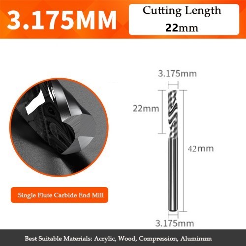 1 flute end mill 3mm for CNC wood