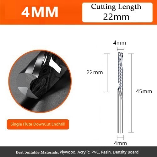 1 flute downcut end mill for cnc wood