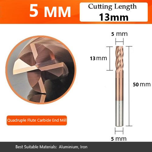 4 flute coated end mill hrc 55 for iron